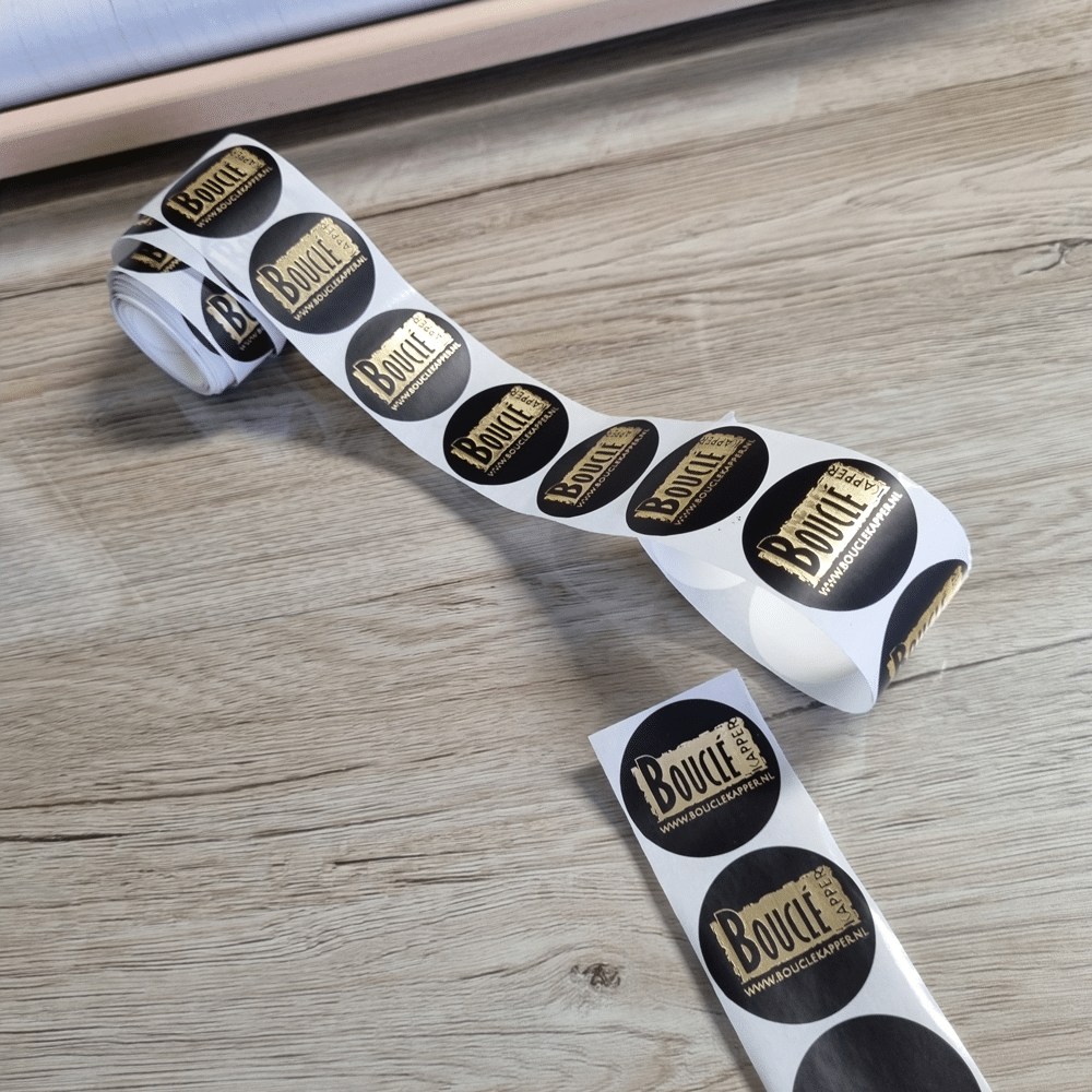 Custom sluitsticker met goudfolie - rond zwart - Afbeelding 5