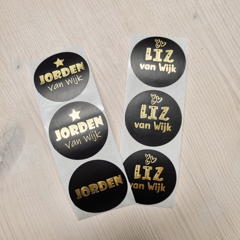 Custom sluitsticker met goudfolie - rond zwart - Afbeelding 4
