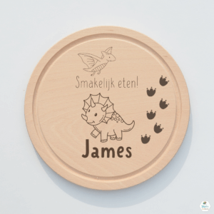 Ontbijtplankje met naam dino