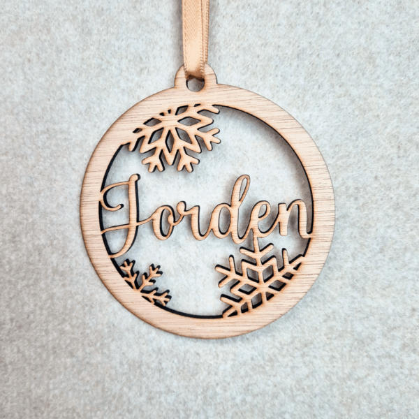 Houten kersthanger met naam