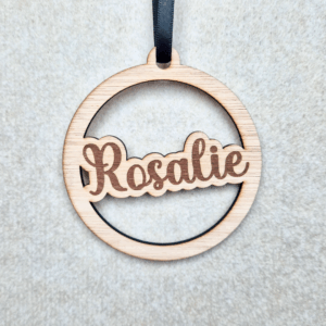 Houten kersthanger met naam