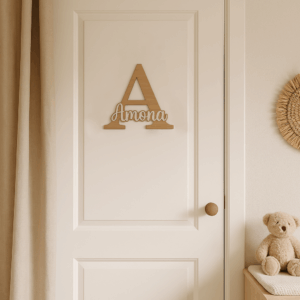 Bamboe naambord met 3D letters voor kinderkamer