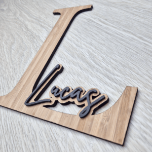 Bamboe naambord met 3D letters