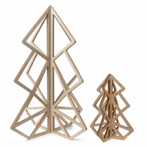houten kerstbomen geometrisch