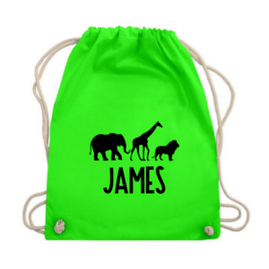 Gymtas met naam en jungle dieren