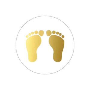 Sticker Rond - Babyvoetjes goudfolie