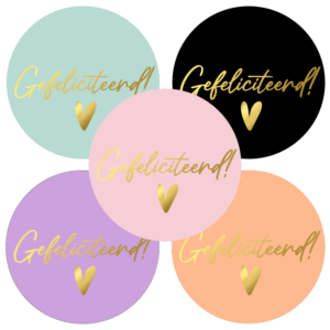 Stickers | Goudfolie Gefeliciteerd - kleuren (10 stuks)