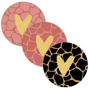 Stickers | zwart-roze print met goudfolie hartje (12 stuks)